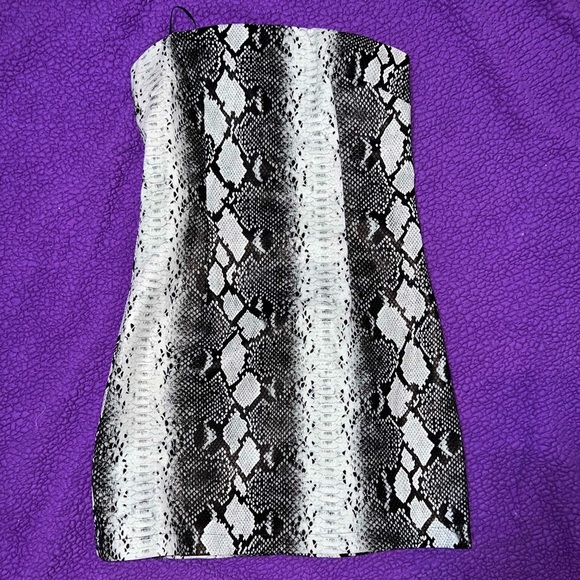 RENAMED FAUX SNAKESKIN LEATHER STRAPLESS DRESS - Picture 1 of 2